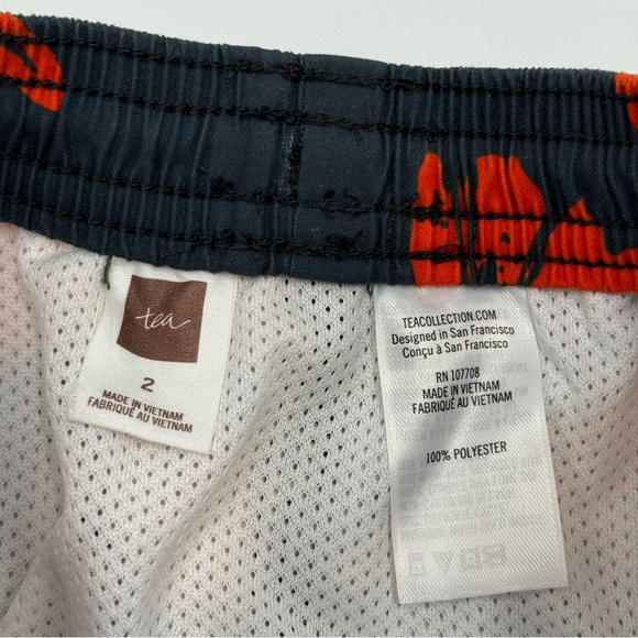 Tea Collection Boys Mid Length Swim Trunks Tropical Navy, Red Orange Size 2 NWT - Picture 3 of 6
